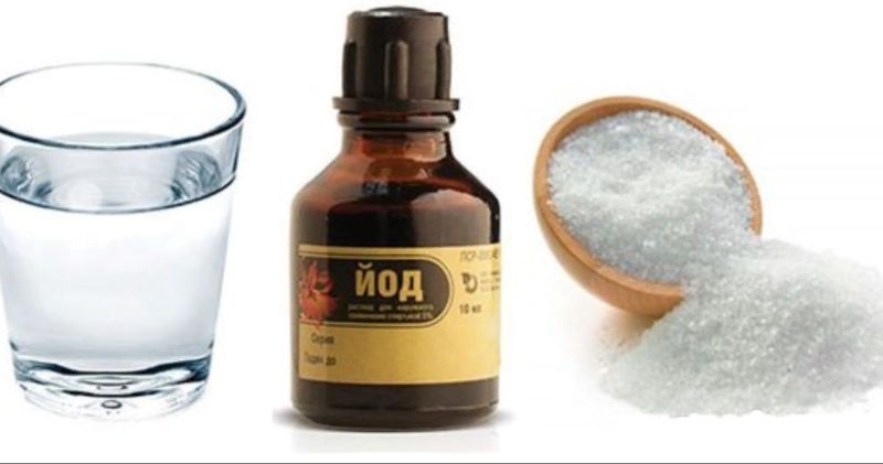 Соль и йод для приготовления раствора для ног