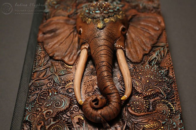 Драконы, совы и слоны: Волшебные обложки блокнотов из полимерной глины