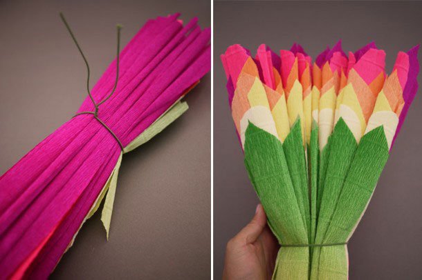 Как сделать большие цветы из гофрированной бумаги